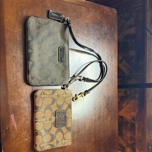 Coach Black and Tan Signature Wristlet Duo